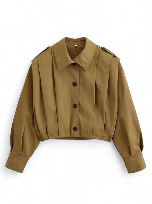 Cropped Trenchcoat mit Faltenbund