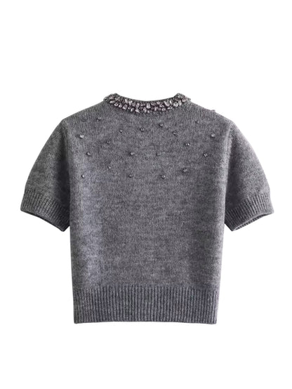 Strickjacke mit Perlenmuster