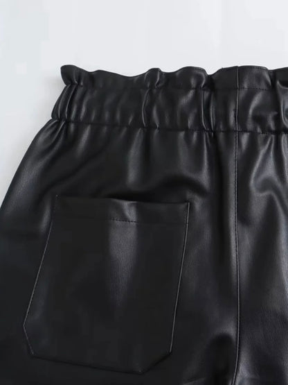 Weiche vegane Lederhose mit elastischem Bund