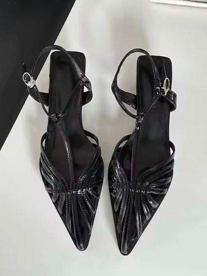 Slingback-Kitten-Heels Riemensandalen mit Cut-Outs