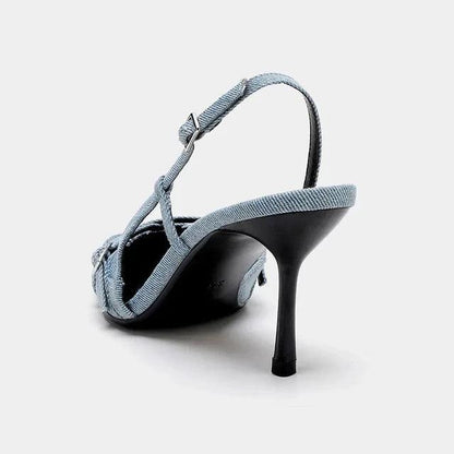 Stiletto Slingpumps aus Blue Denim mit Schnallenverschluss - Sorentis