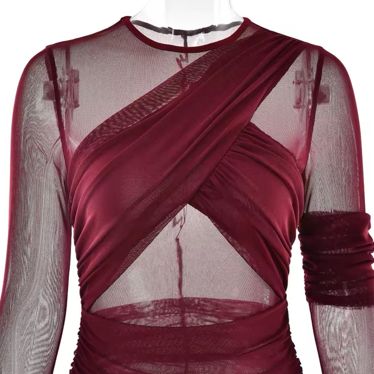 Mesh Burgundy Maxikleid - Sorentis