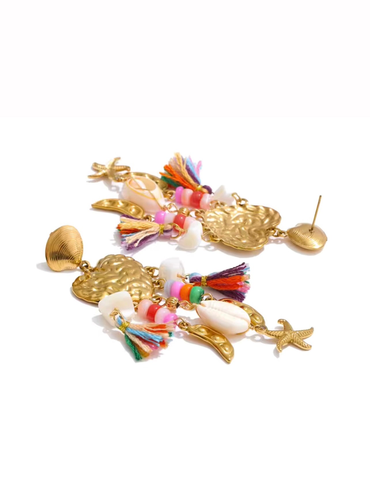 Hängeohrringe mit Muscheln & Edelstahl – Goldbeschichtet & Handgefertigt
