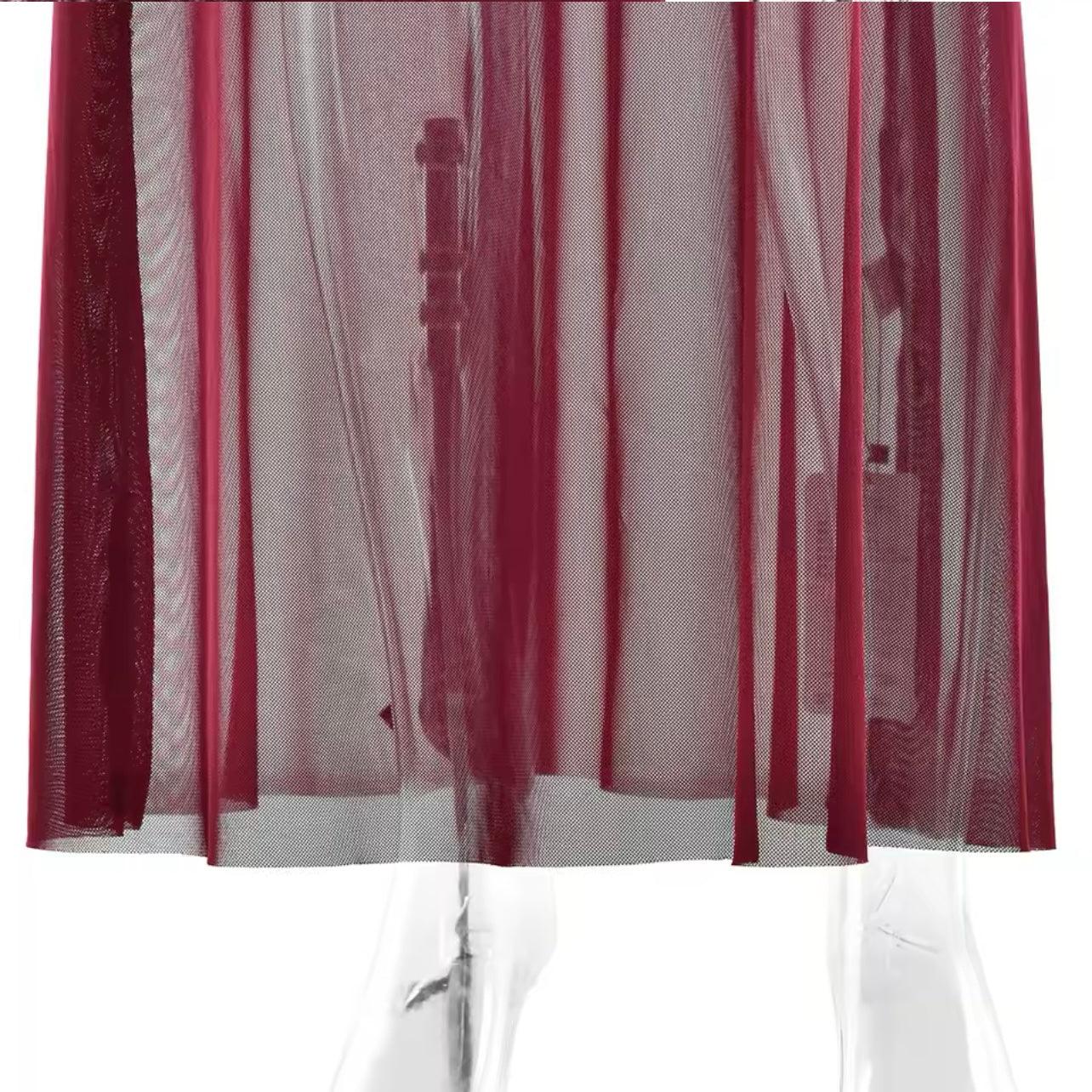 Mesh Burgundy Maxikleid - Sorentis