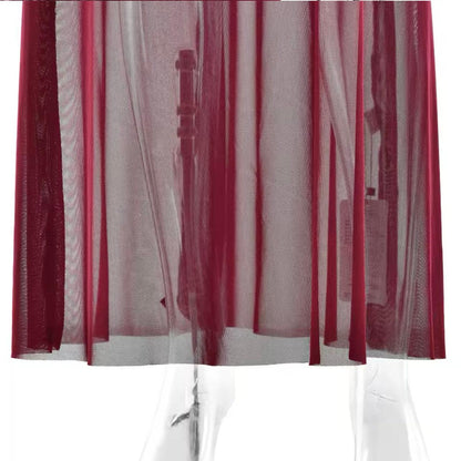 Mesh Burgundy Maxikleid - Sorentis