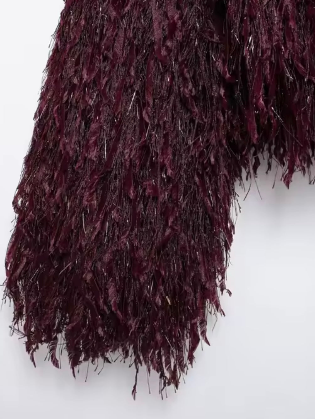 Weinroter Cardigan aus Material Mix