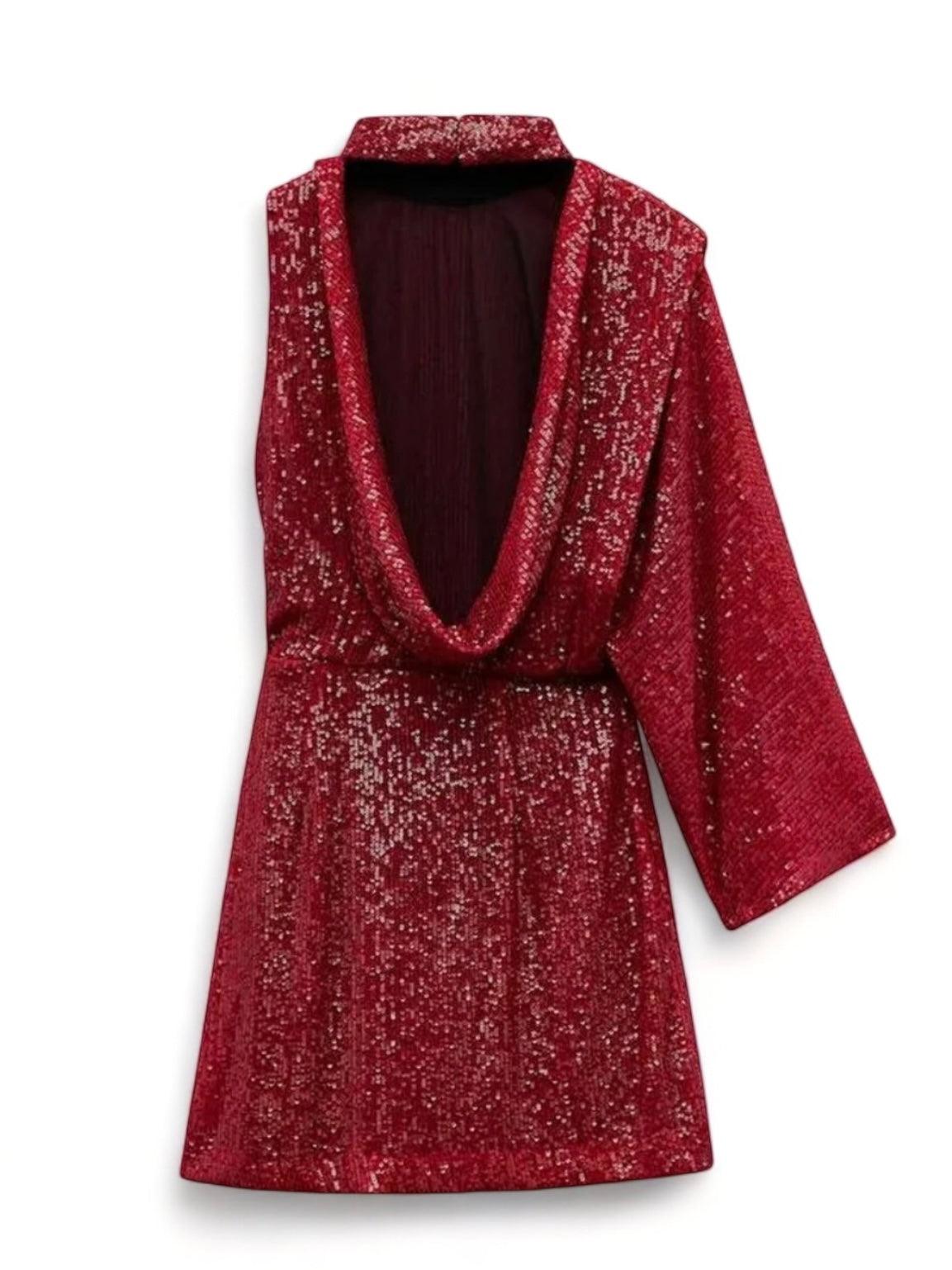 Asymmetrisches Pailletten Mini-Kleid - Sorentis