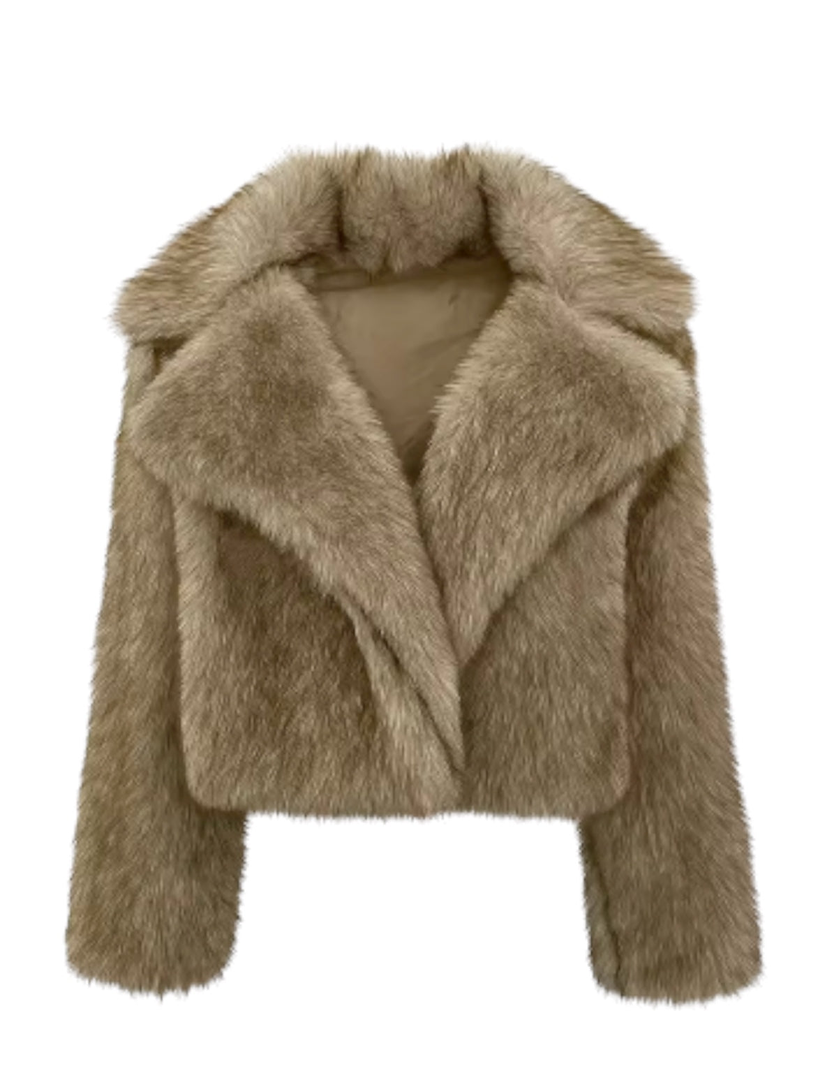 Kurze Pelzjacke in Khaki