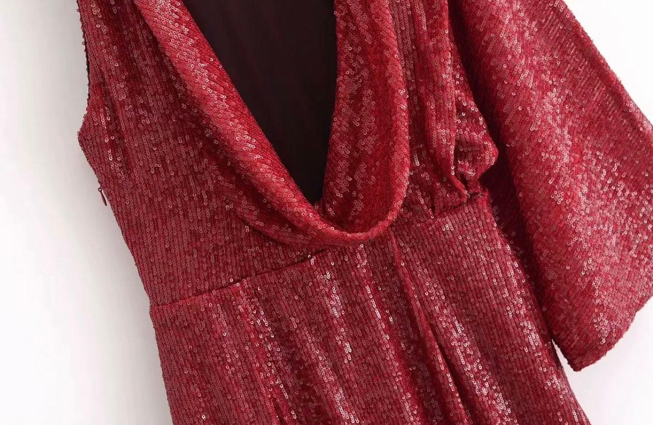 Asymmetrisches Pailletten Mini-Kleid - Sorentis