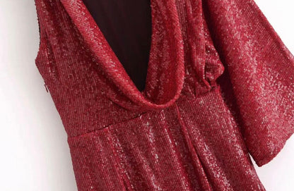 Asymmetrisches Pailletten Mini-Kleid - Sorentis