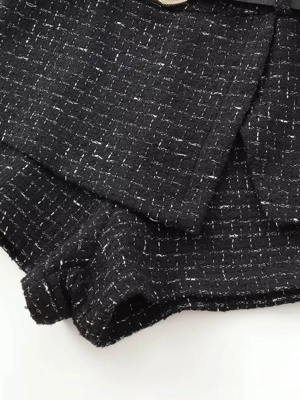 Tweed-Zweiteiler taillierte Weste mit einem Hosenrock