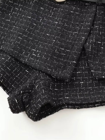 Tweed-Zweiteiler taillierte Weste mit einem Hosenrock