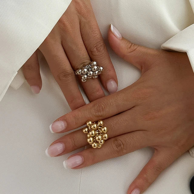 Perlenring in Gold & Silver
