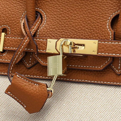 Hermé Noble-Echtleder combi canvas Handtasche 30cm - Sorentis