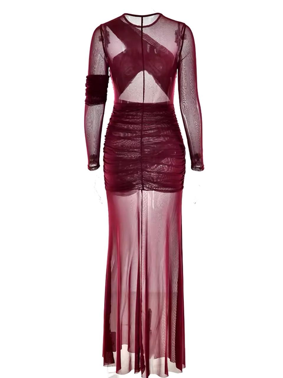 Mesh Burgundy Maxikleid - Sorentis