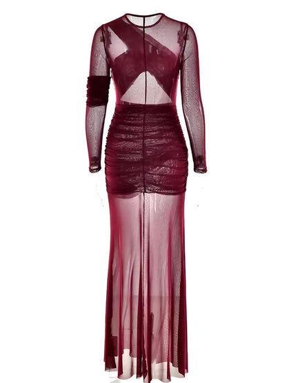 Mesh Burgundy Maxikleid - Sorentis