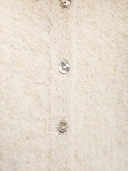 Strick Oberteil mit Schleife in Beige