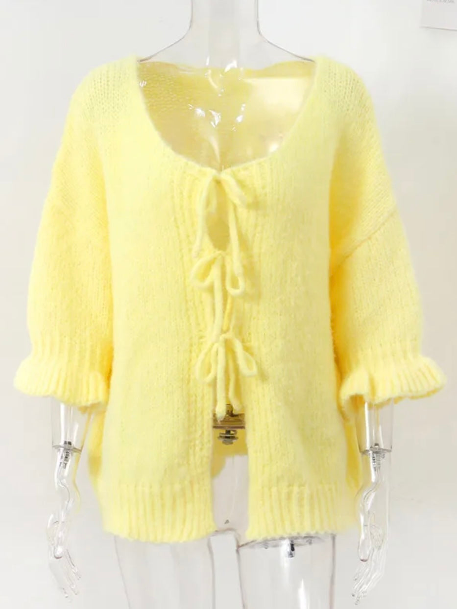 Strick-Cardigan mit Bindeschleifen