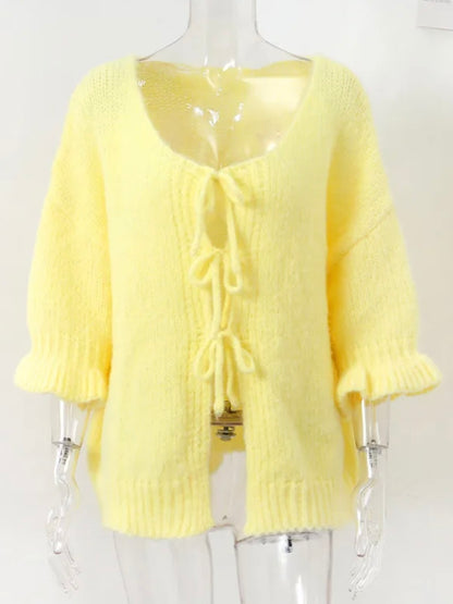 Strick-Cardigan mit Bindeschleifen