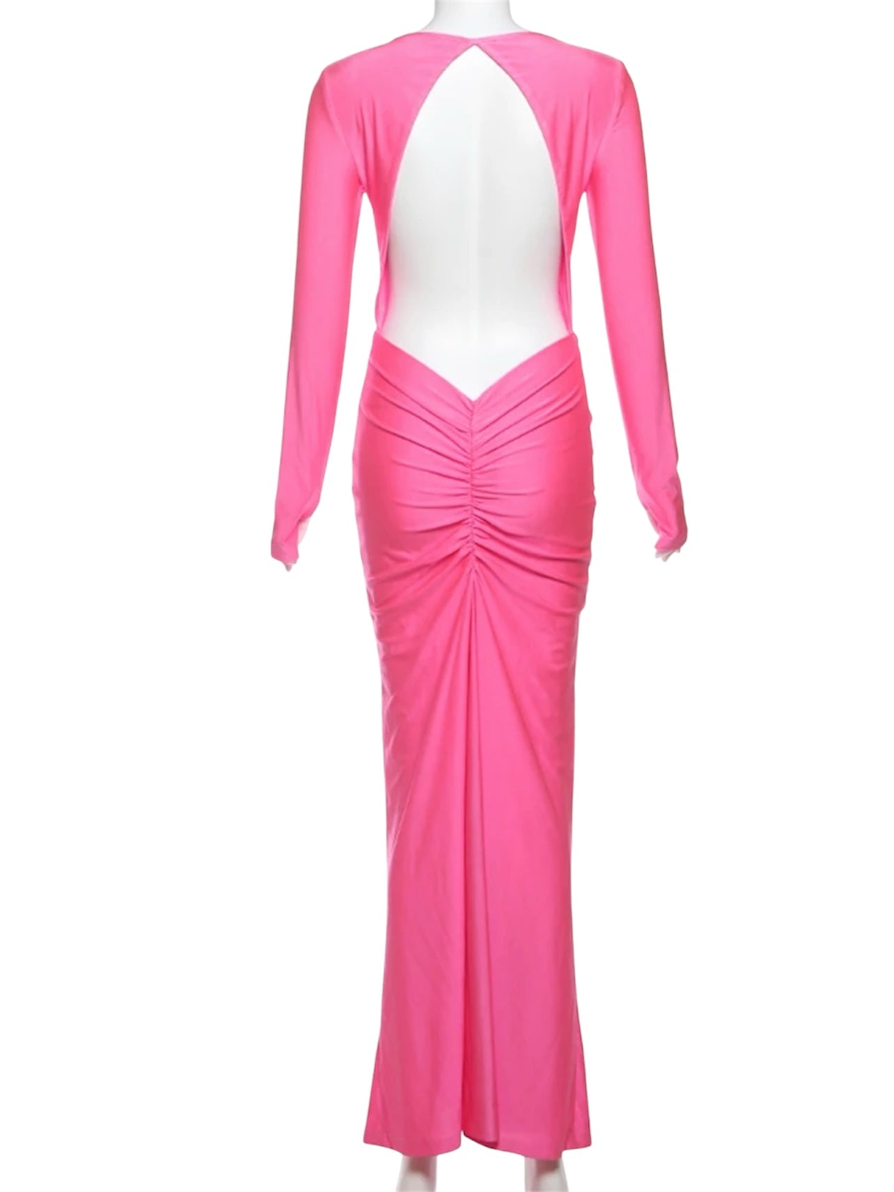 Elastisches gerafftes Maxikleid in Neonpink