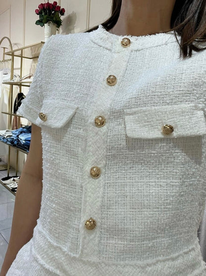 Ausgestelltes Tweed Minikleid