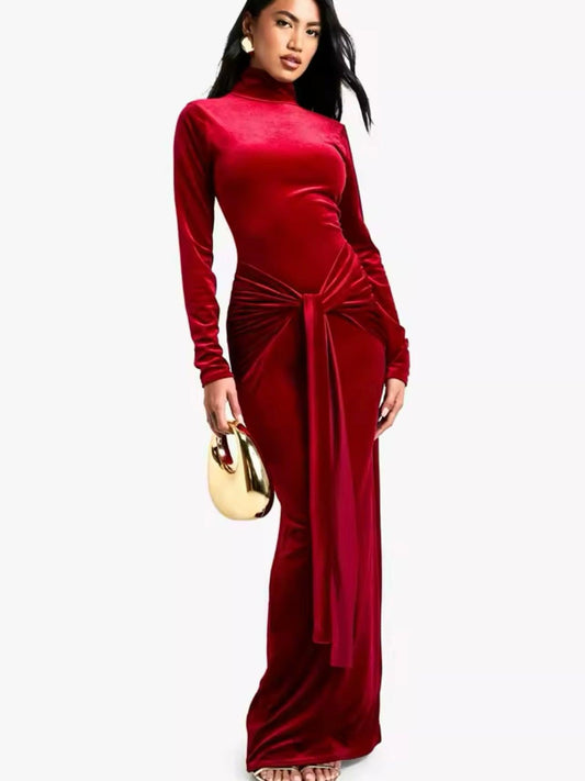 Samt Maxikleid mit Twist-Detail - Sorentis