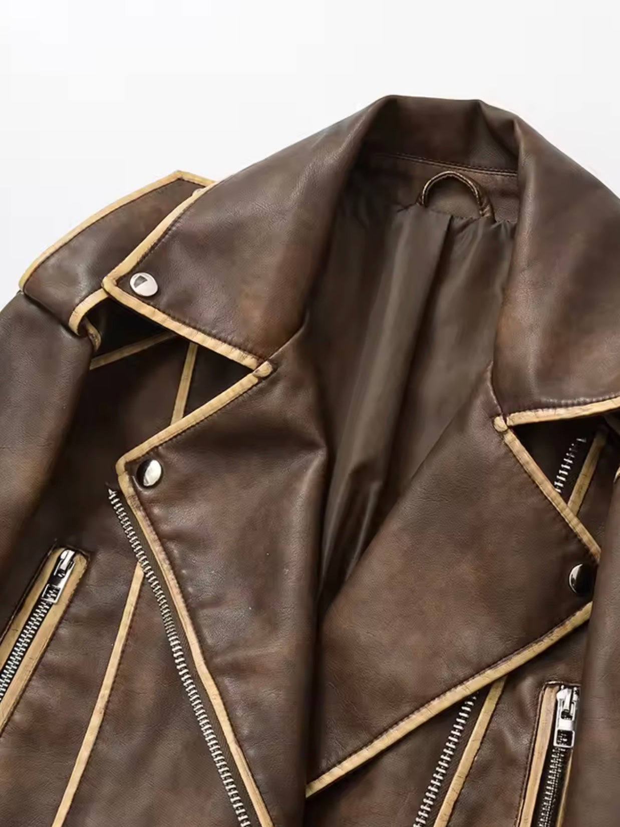 Cropped Lederjacke im Retro-Stil