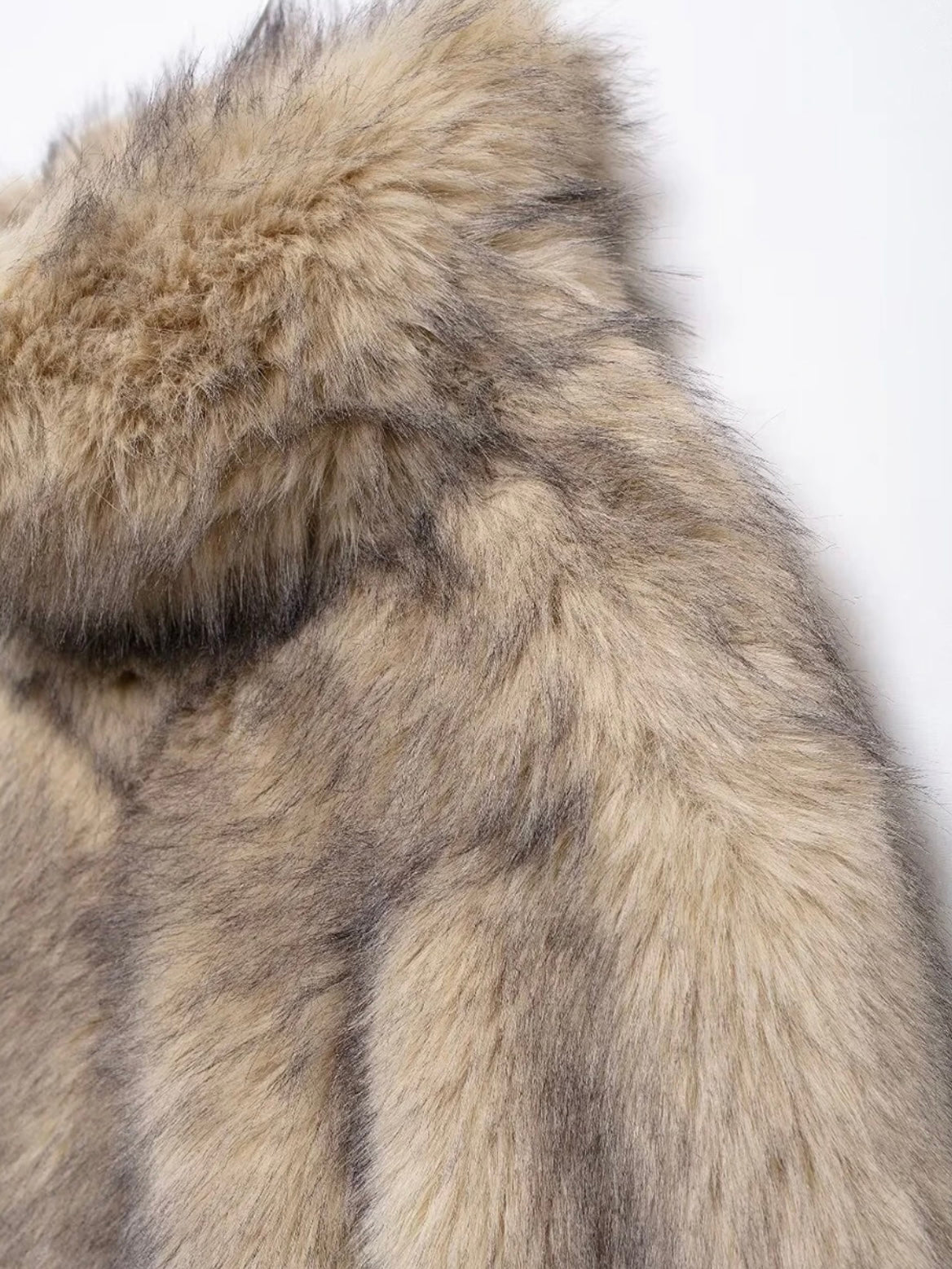 Fauxfur Cardigan hochgeschlossene Kunstpelz Jacke