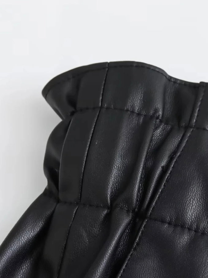 Weiche vegane Lederhose mit elastischem Bund