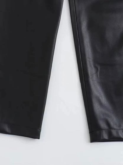Weiche vegane Lederhose mit elastischem Bund