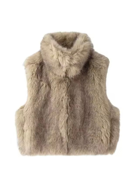 Kunstfell Weste mit Kragen