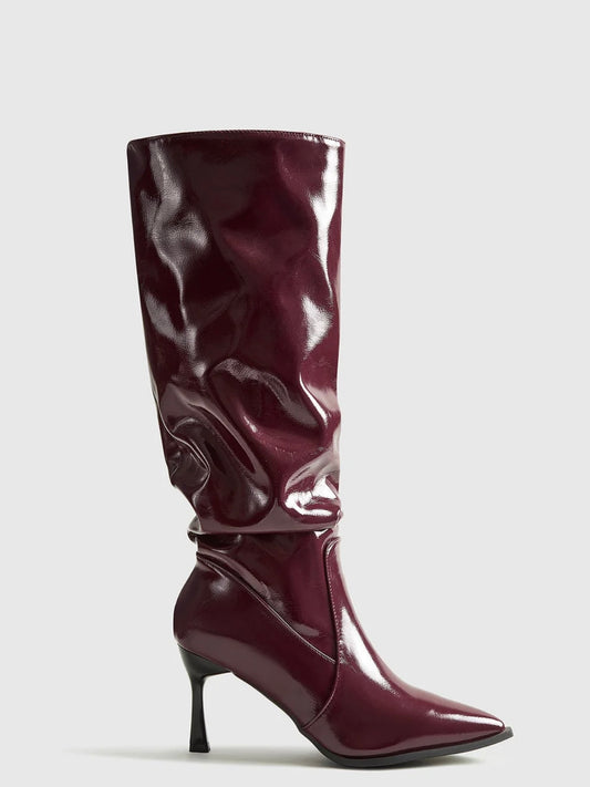 Lack Stiefel mit weitem Schaft