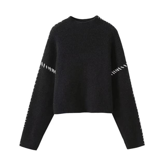 Strickpullover mit Weißer Nahtverzierung - Sorentis
