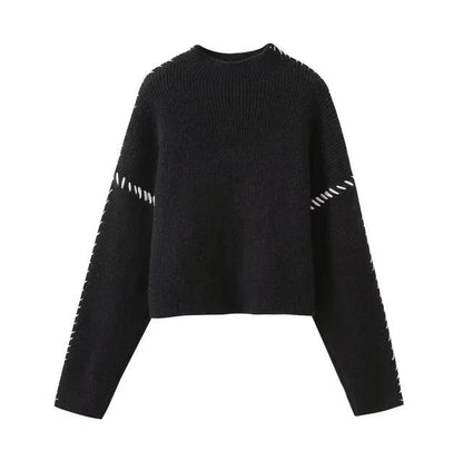 Strickpullover mit Weißer Nahtverzierung - Sorentis