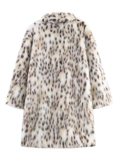 Mittellanger Pelzmantel mit Animalprint