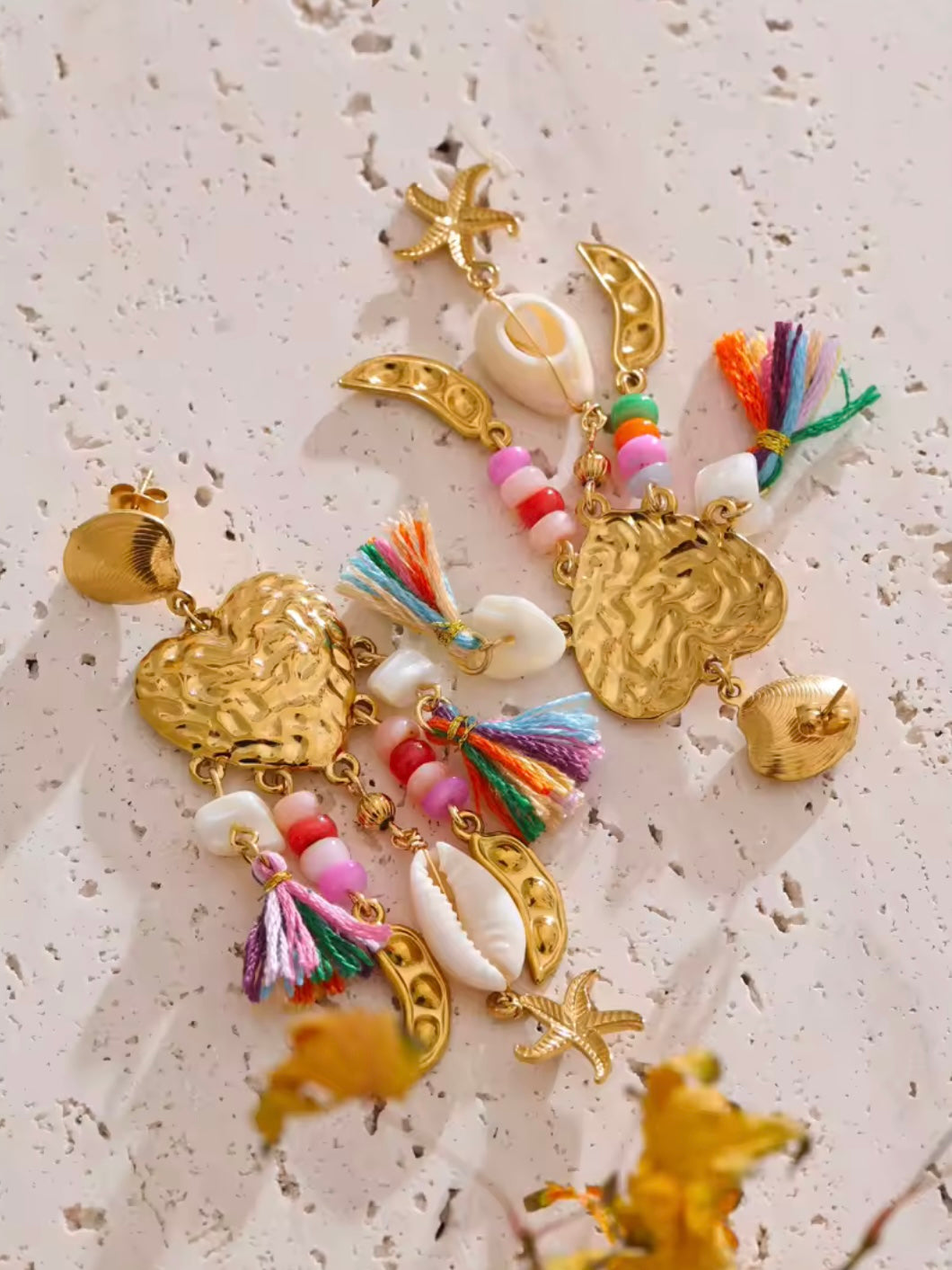 Hängeohrringe mit Muscheln & Edelstahl – Goldbeschichtet & Handgefertigt