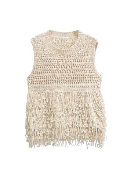 Strickweste mit Quasten