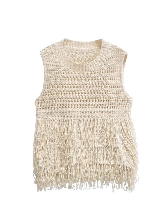 Strickweste mit Quasten
