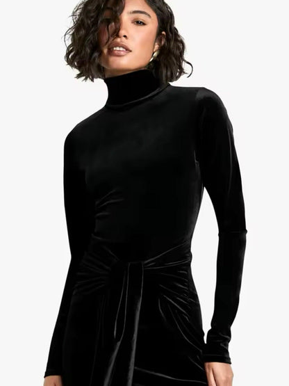 Samt Maxikleid mit Twist-Detail - Sorentis