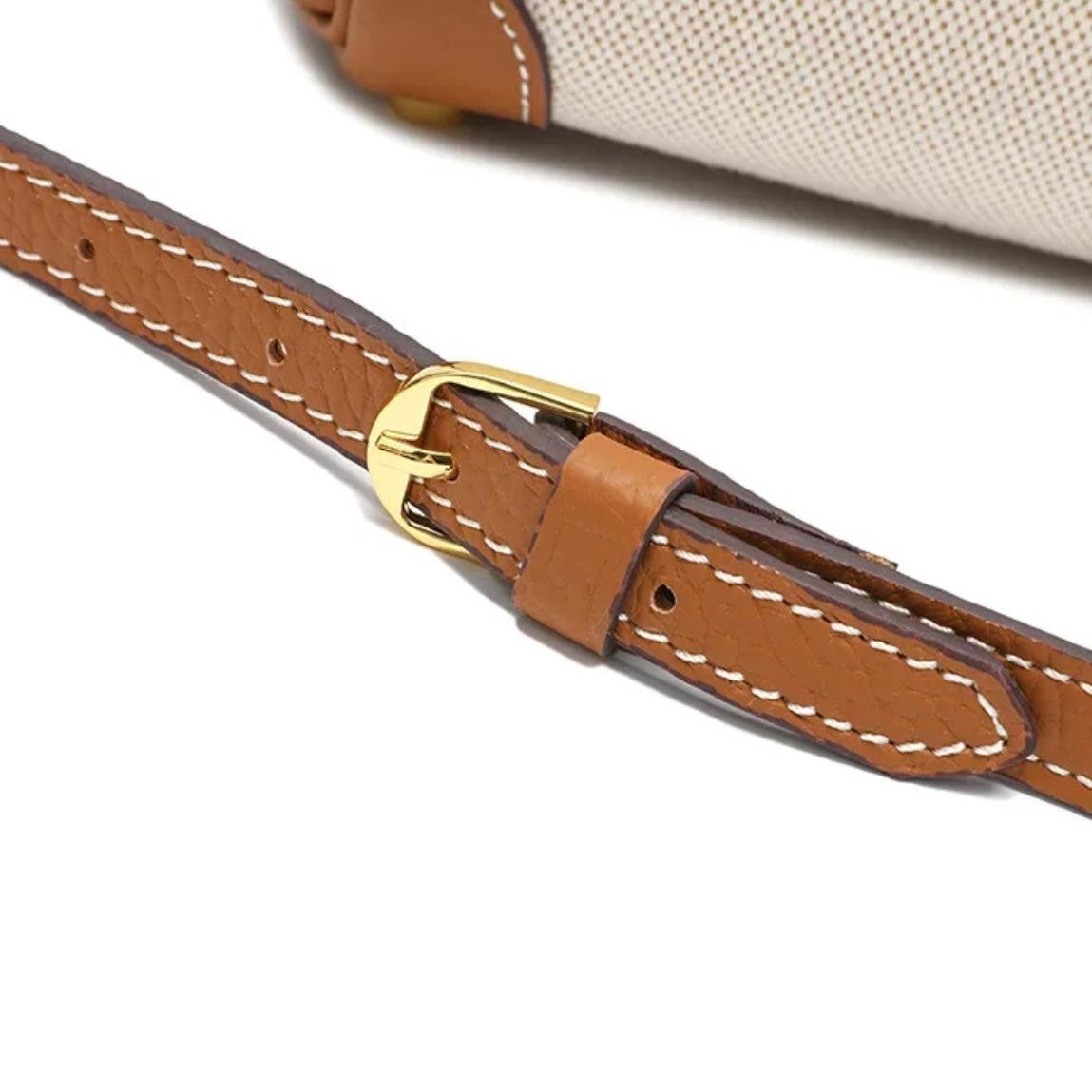 Hermé Noble-Echtleder combi canvas Handtasche 30cm - Sorentis