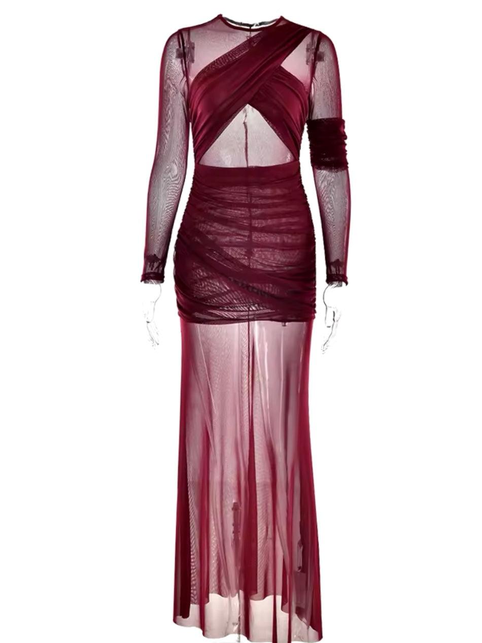 Mesh Burgundy Maxikleid - Sorentis