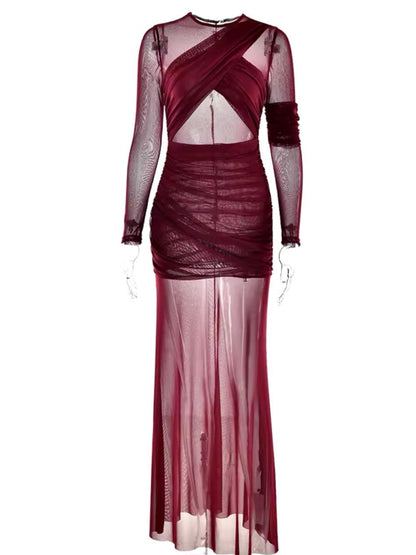 Mesh Burgundy Maxikleid - Sorentis