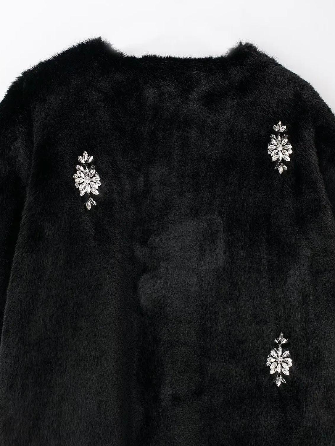 Kunstpelzmantel mit Strass-Details - Sorentis