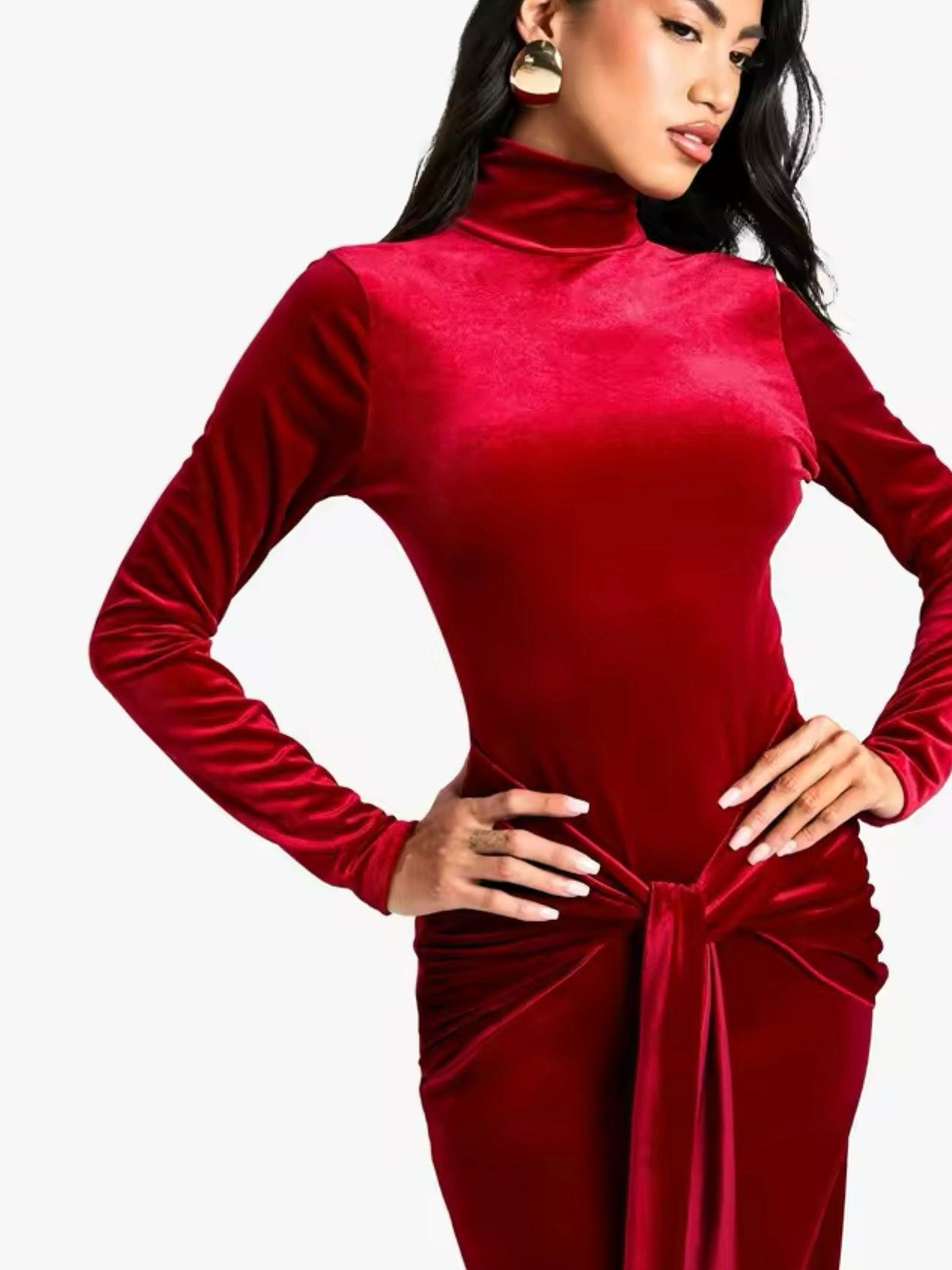 Samt Maxikleid mit Twist-Detail - Sorentis