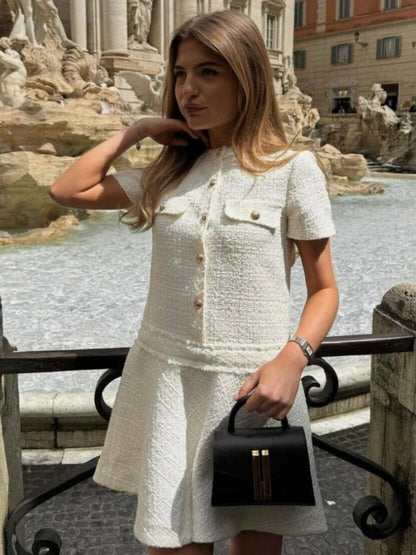 Ausgestelltes Tweed Minikleid