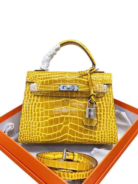 100% Echtleder Box Handtasche mit Animalprint