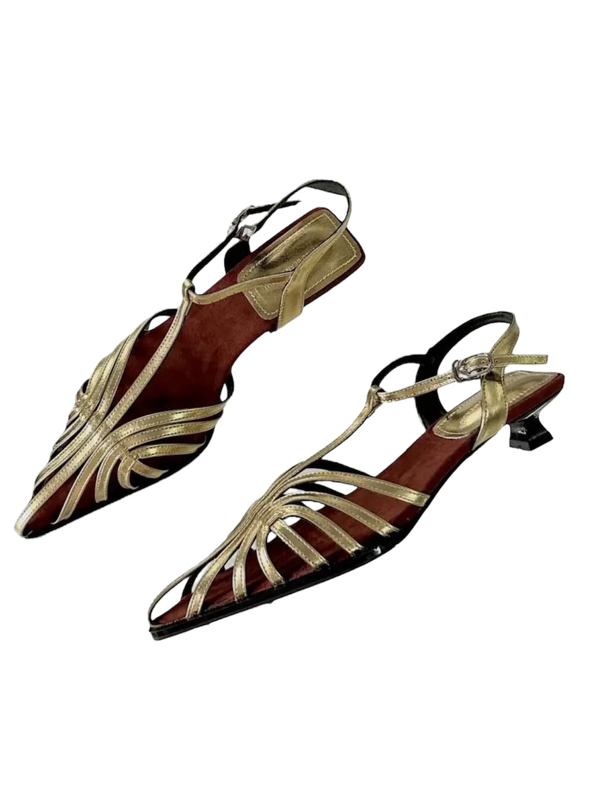 Slingback-Kitten-Heels Riemensandalen mit Cut-Outs
