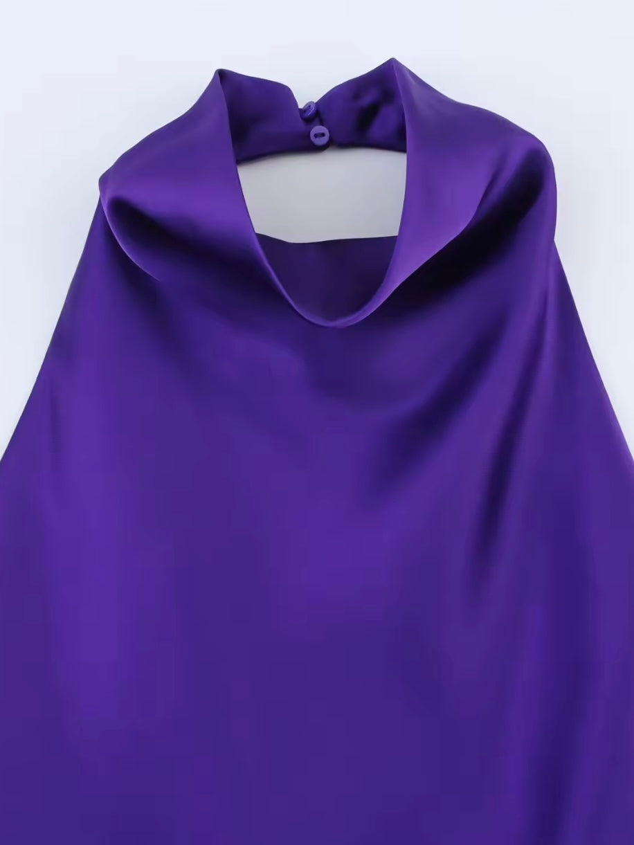 Satin Co-Ord Set – Top & Rock in Royal Violet