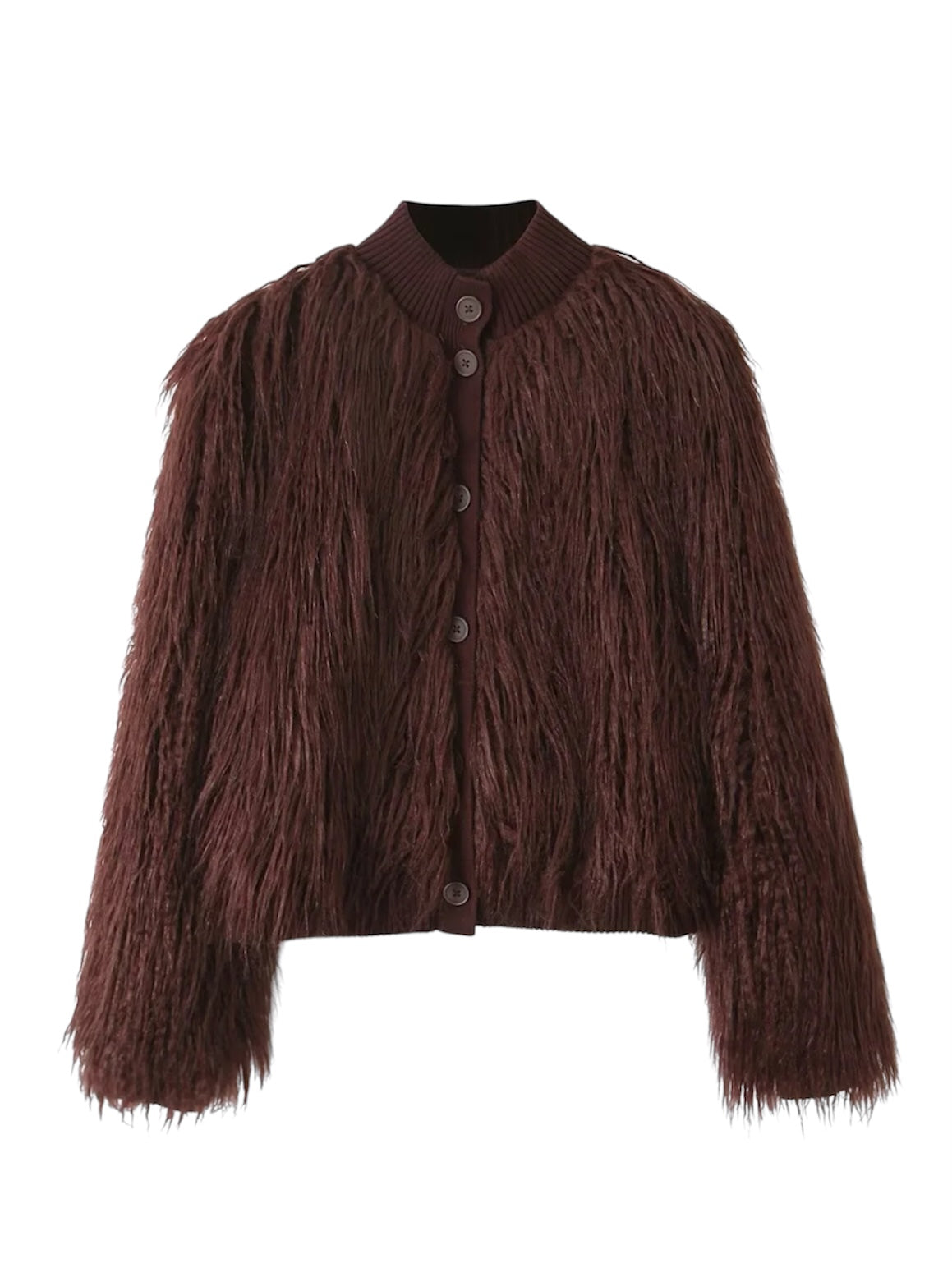 Pelziger Cardigan in Schokobraun