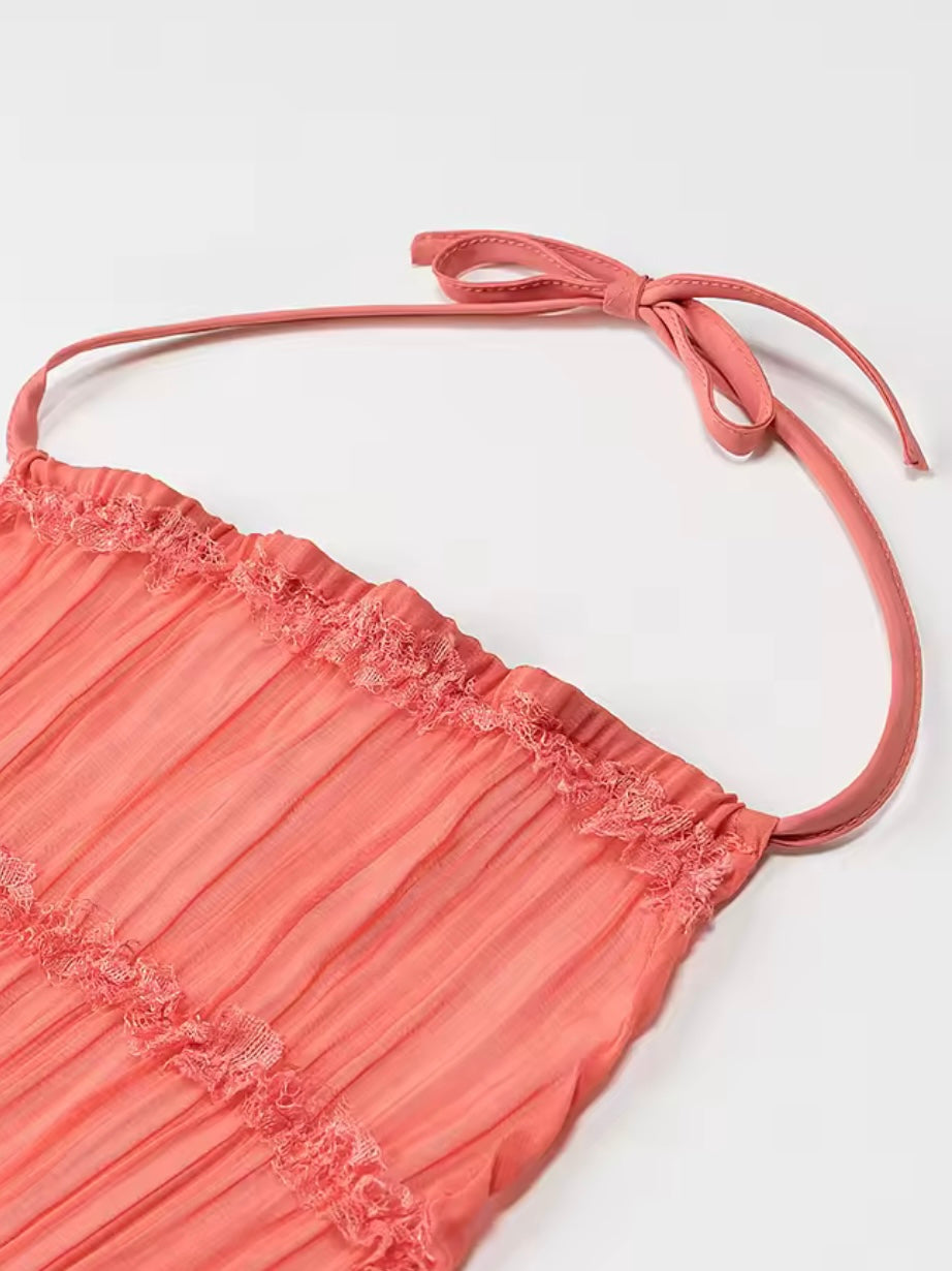 Transparenter Zweiteiler mit Neckholder-Top & Maxirock